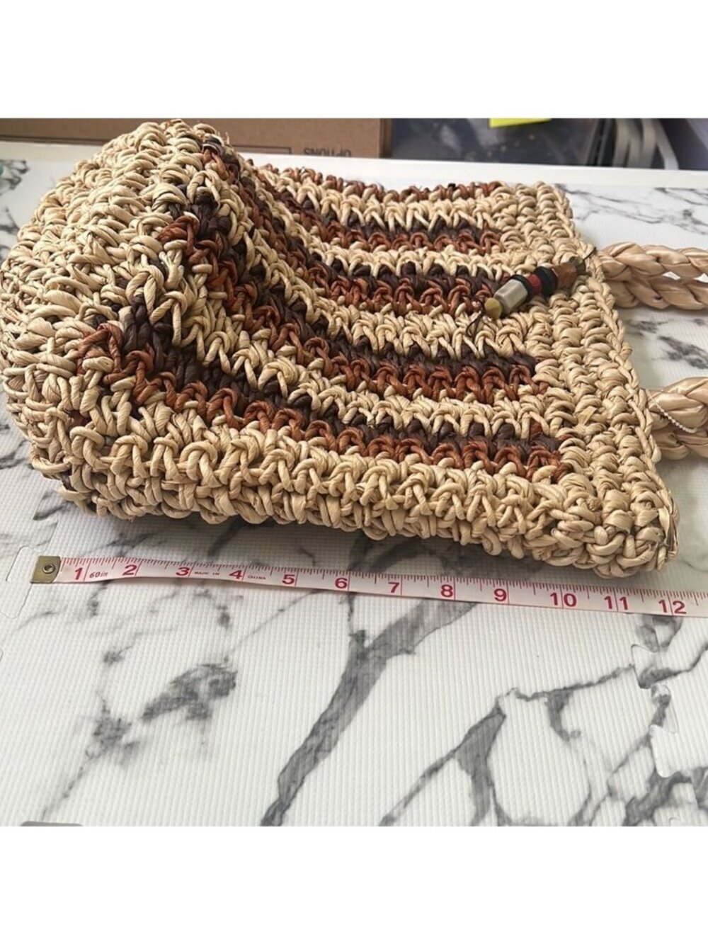 Sun ‘N’ Sand Brown and Tan Straw Shoulder Bag Tote Purse NWT - Picture 10 of 14